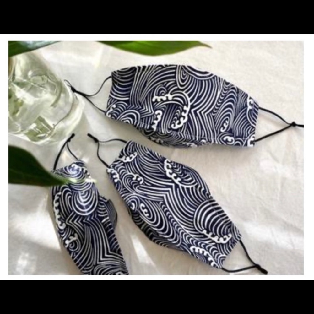 NEW Origami Cotton Face Mask Bold Waves for Kids